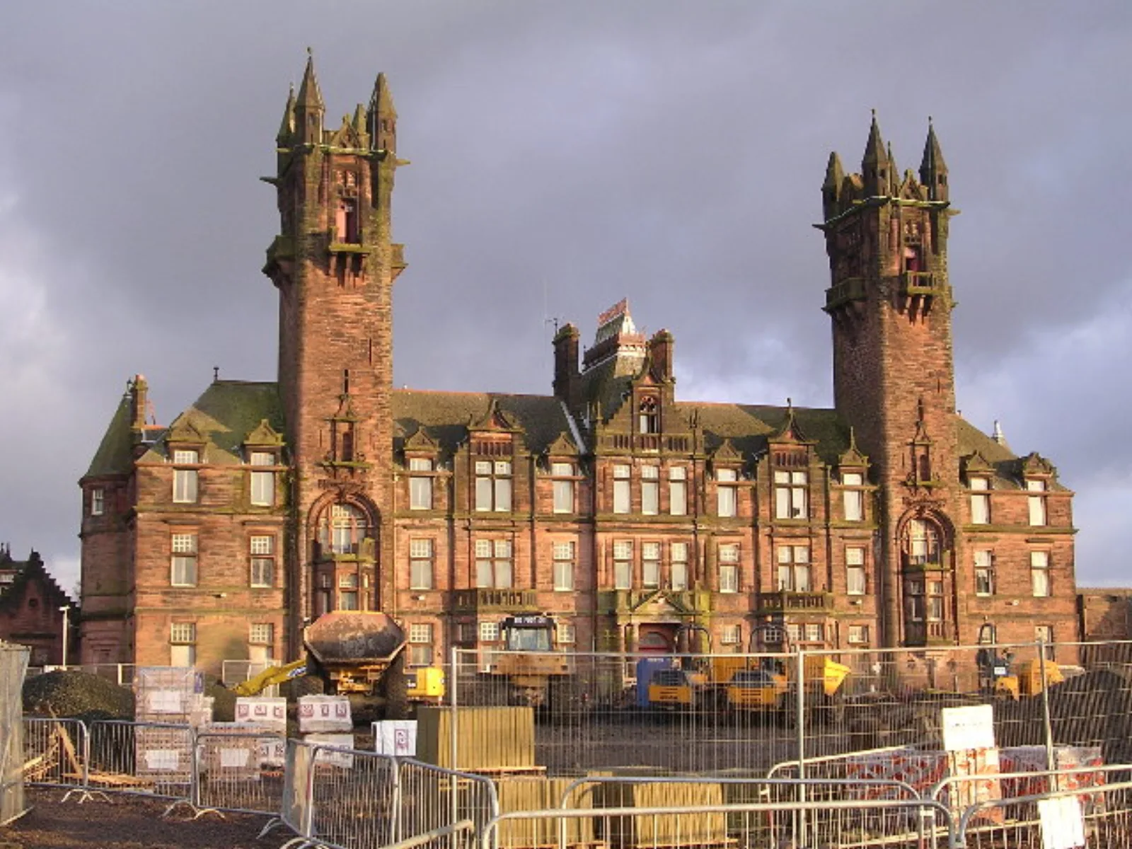 The derelict baronial main building of the former Gartloch Mental Hospital on the eastern edge of Glasgow