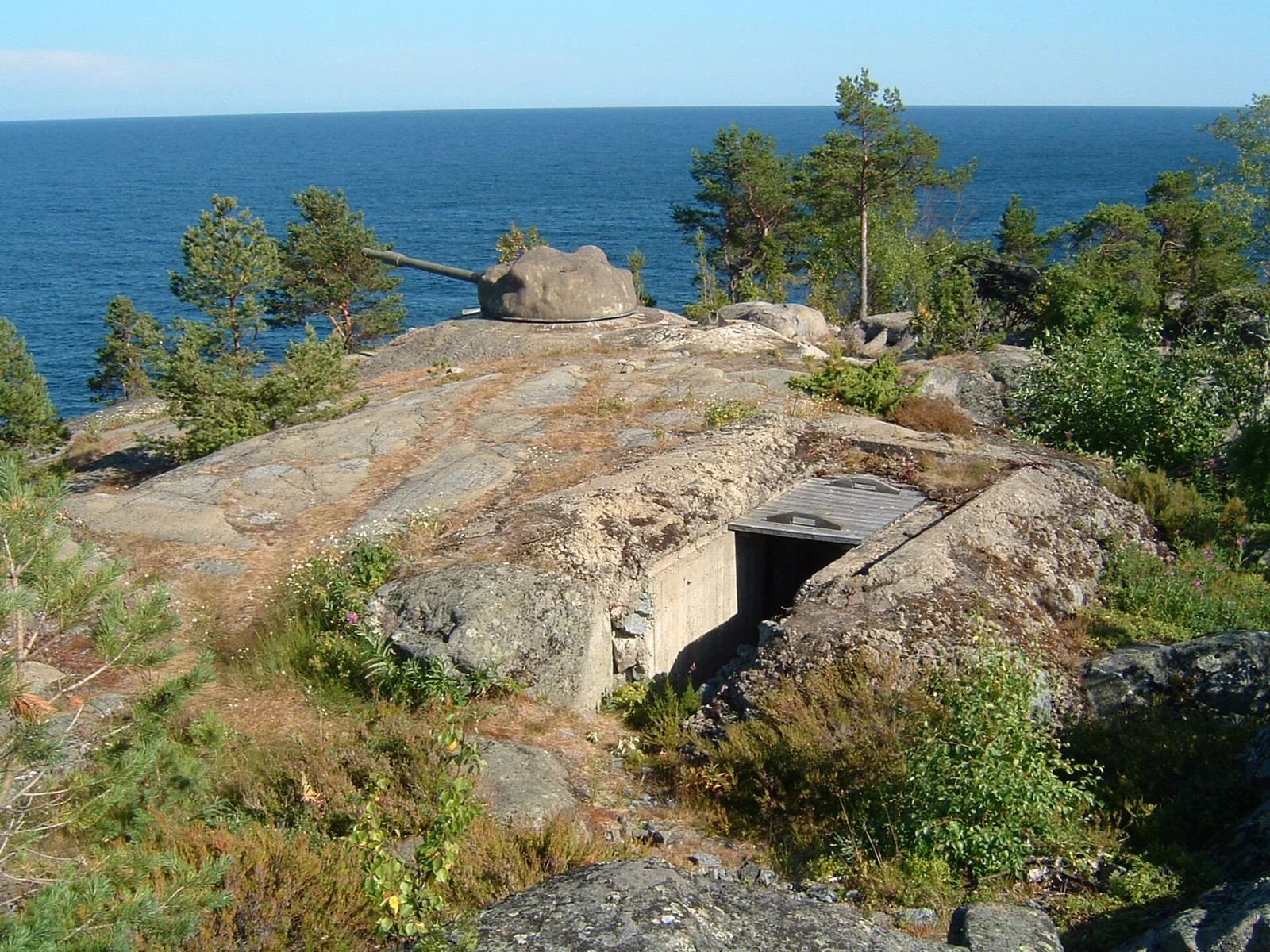 A gun emplacement of Hemsö fortress, a Cold War coastal-artillery installation near Härnösand