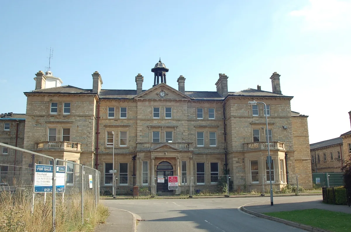 The derelict main building of St John's Hospital, the former asylum at Bracebridge Heath in Lincolnshire