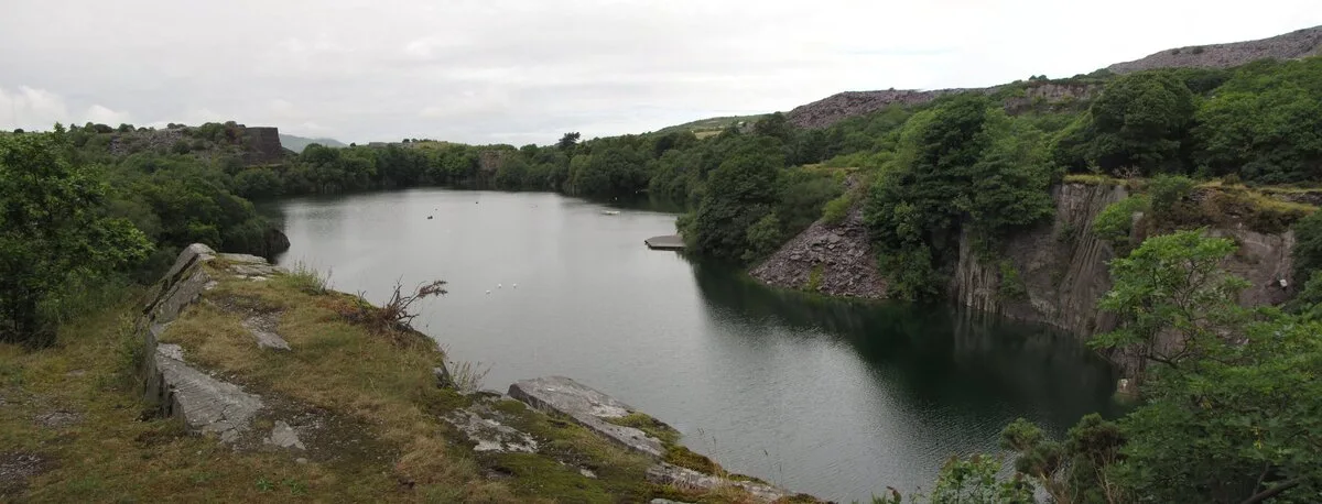 The flooded workings and ruined buildings of Dorothea slate quarry in the Nantlle Valley