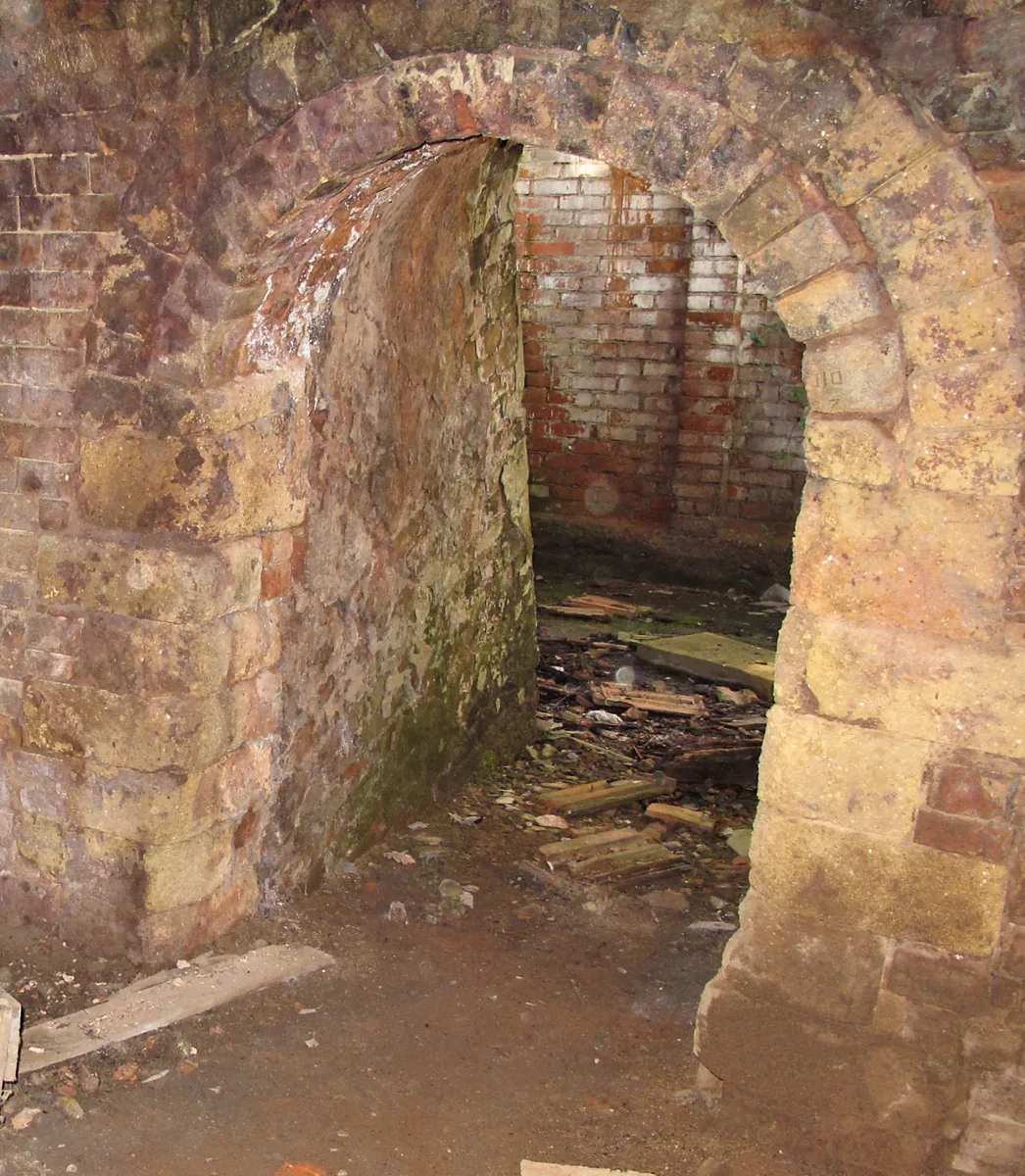 Crumbling brick vaults inside the Hoffmann ring kiln of the old brickworks in Wiesbaden-Bierstadt