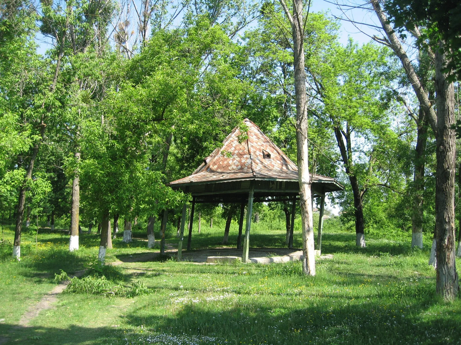 Kiosque au-dessus de la source sulfureuse, parmi les vestiges de la station Băile Strunga, județ de Iași