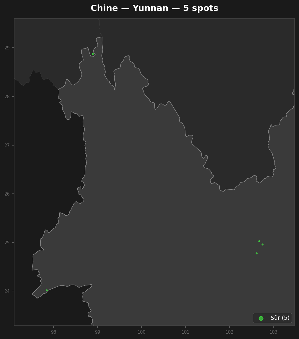 Urbex mapa Yunnan