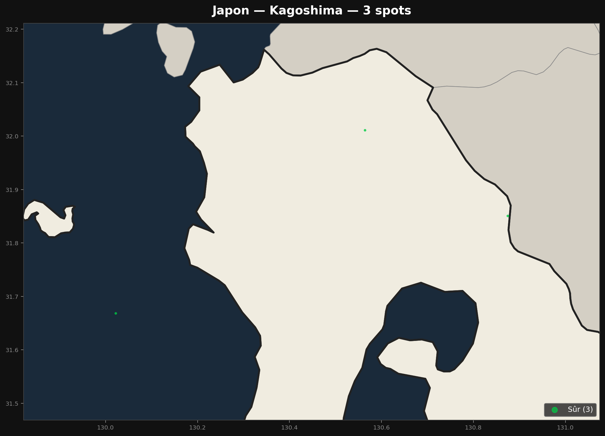 Urbex mapa Kagoshima