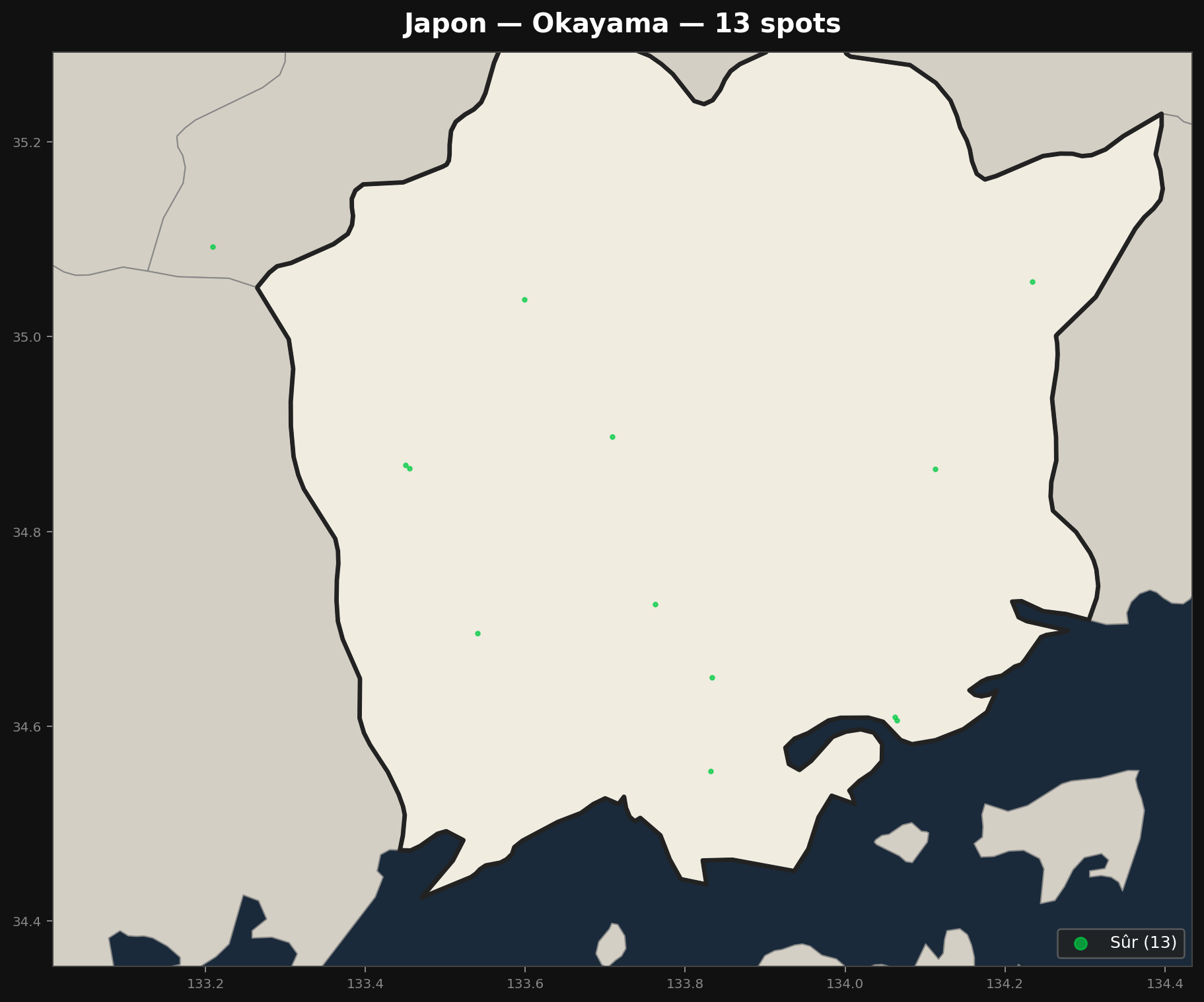 Urbex mapa Okayama