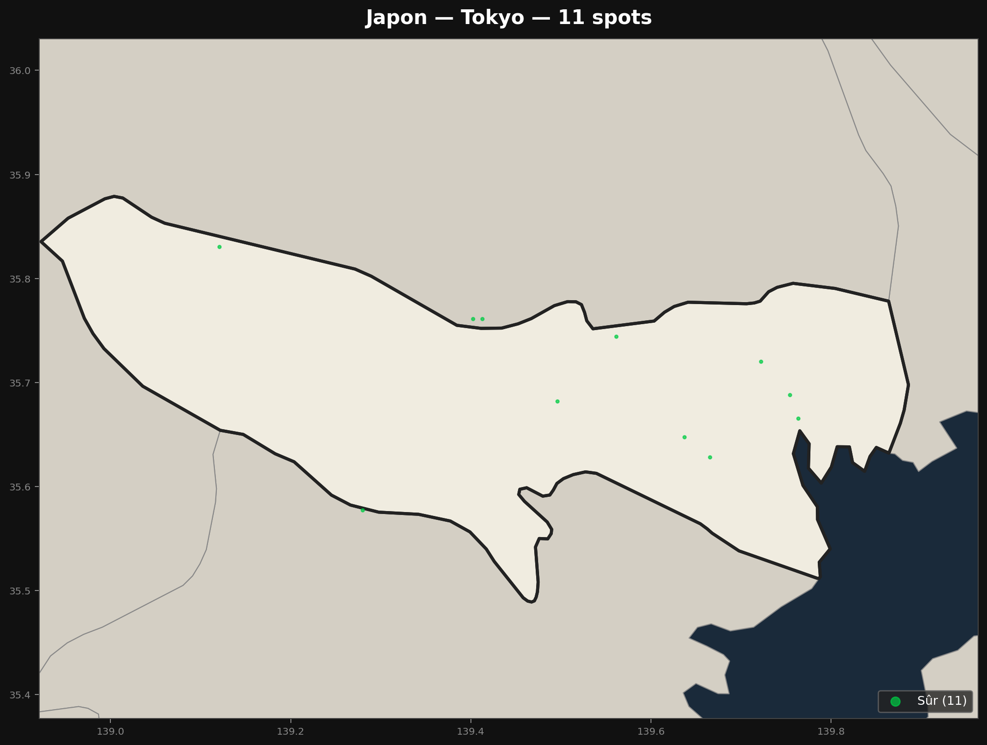 Urbex mapa Tokyo