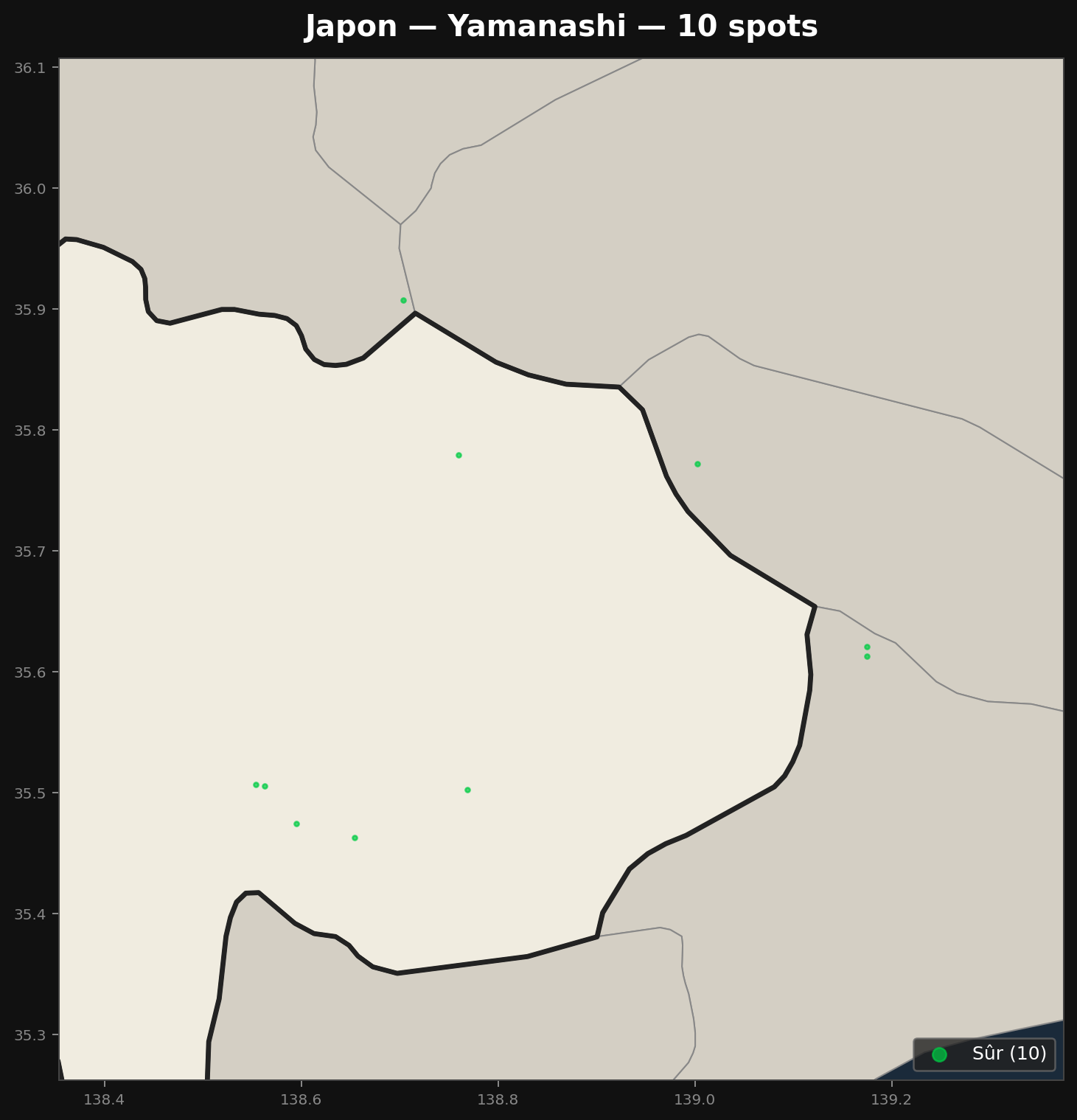 Urbex mapa Yamanashi