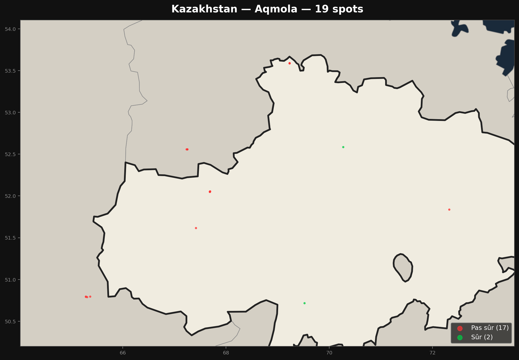 Urbex mapa Aqmola
