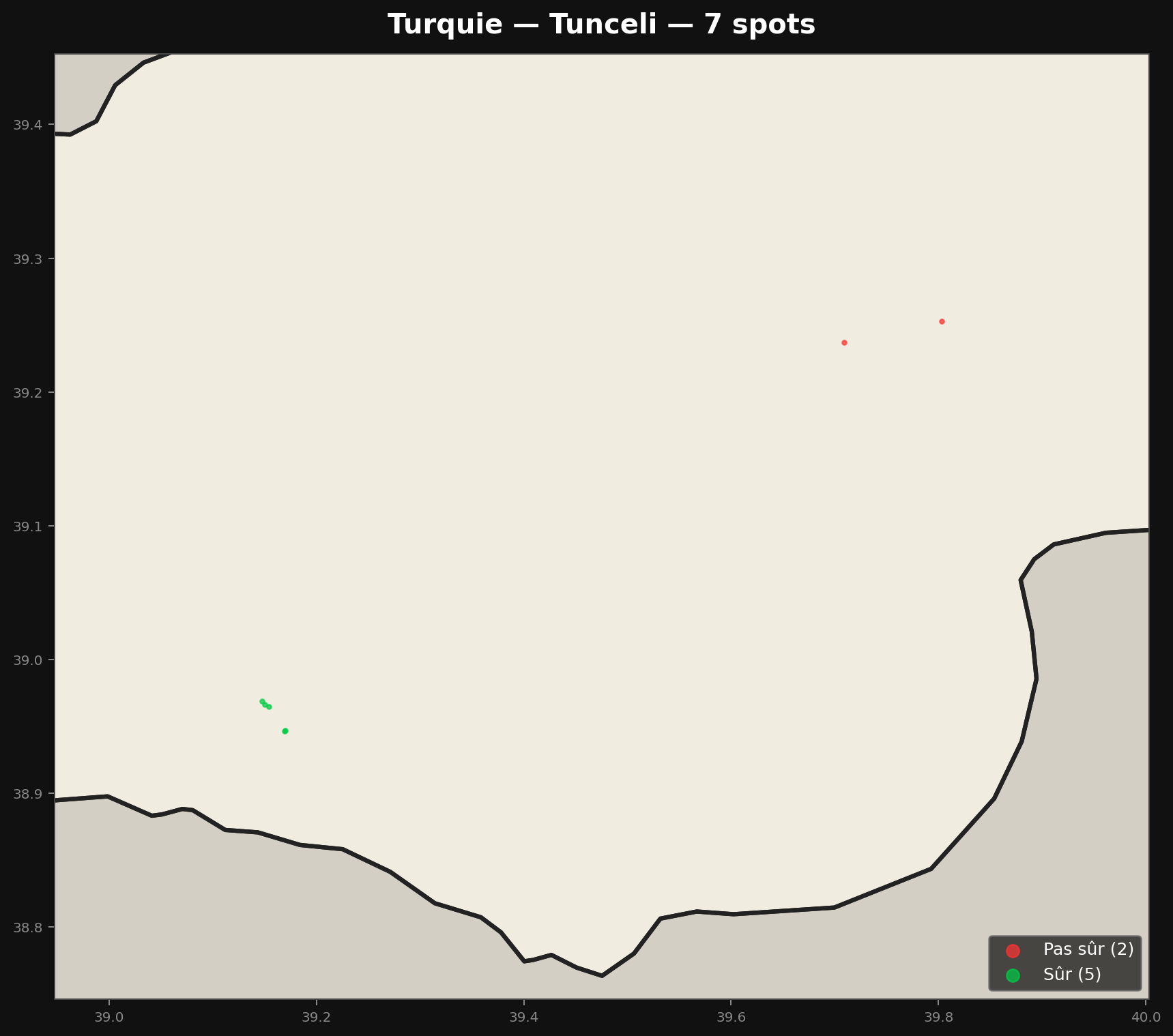Tunceli अर्बेक्स मैप